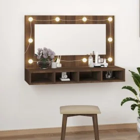 Oak brown mirror and LED furniture 90x31.5x62 cm by vidaXL, bathroom vanities - Ref: Foro24-820459, Price: 62,15 €, Discount: %