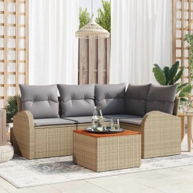 Conjunto de sofás de jardín 5 pcs Beige ratán sintético en Sofás de exterior | Comprar online en Foru.es