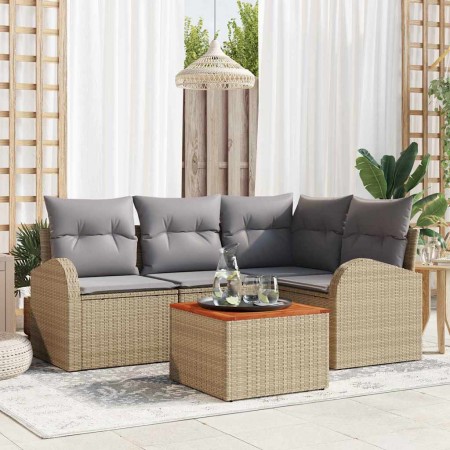 Conjunto de sofás de jardín 5 pcs Beige ratán sintético en Sofás de exterior | Comprar online en Foru.es