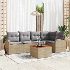 Conjunto de sofás de jardín 6 pcs Beige ratán sintético en Sofás de exterior | Comprar online en Foru.es