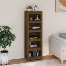 Estantería madera maciza de pino marrón miel 50x35x154 cm de vidaXL, Librerías y estanterías - Ref: Foro24-821717, Precio: 94...