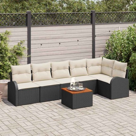 Conjunto de sofás de jardín 7 pcs Negro ratán sintético en Sofás de exterior | Comprar online en Foru.es