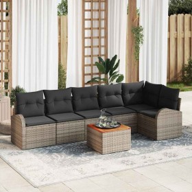 Conjunto de sofás de jardín 7 pcs Gris ratán sintético en Sofás de exterior | Comprar online en Foru.es