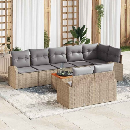 Conjunto de sofá de jardín 9 pcs Beige Poliratán en Sofás de exterior | Comprar online en Foru.es