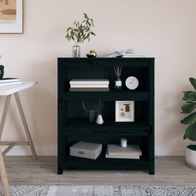Estantería madera maciza de pino negra 80x35x97 cm de vidaXL, Librerías y estanterías - Ref: Foro24-821683, Precio: 99,27 €, ...