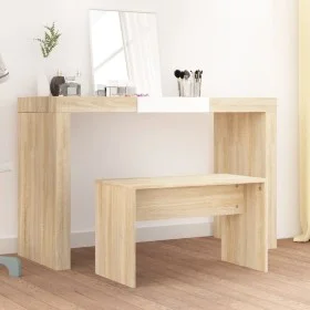 Taburete de tocador contrachapada roble Sonoma 70x35x45 cm de vidaXL, Bancos de tocador - Ref: Foro24-802816, Precio: 31,21 €...