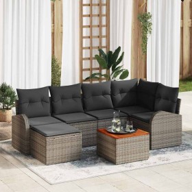 Conjunto de sofás de jardín 7 pcs Gris ratán sintético en Sofás de exterior | Comprar online en Foru.es