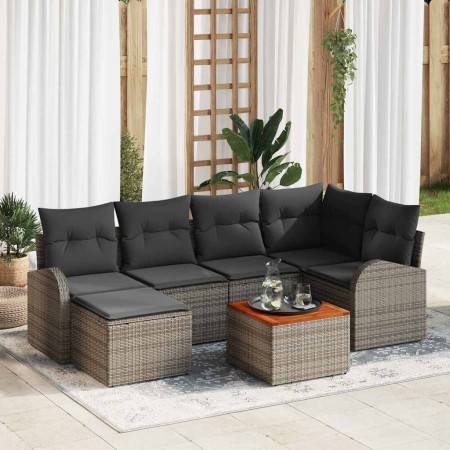 Conjunto de sofás de jardín 7 pcs Gris ratán sintético en Sofás de exterior | Comprar online en Foru.es