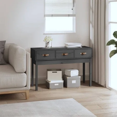 Mesa consola de madera maciza de pino gris 114x40x75 cm de vidaXL, Mesas auxiliares - Ref: Foro24-821756, Precio: 122,52 €, D...