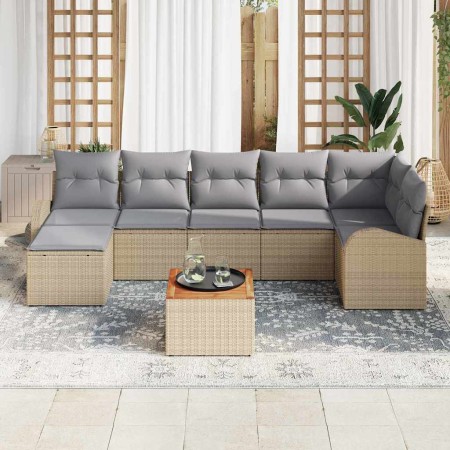 Conjunto de sofás de jardín 8 pcs Beige ratán sintético en Sofás de exterior | Comprar online en Foru.es