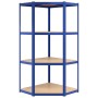 Estantería esquina 4 niveles madera contrachapada y acero azul de vidaXL, Estanterías industriales - Ref: Foro24-152852, Prec...