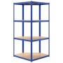 Estantería esquina 4 niveles madera contrachapada y acero azul de vidaXL, Estanterías industriales - Ref: Foro24-152852, Prec...