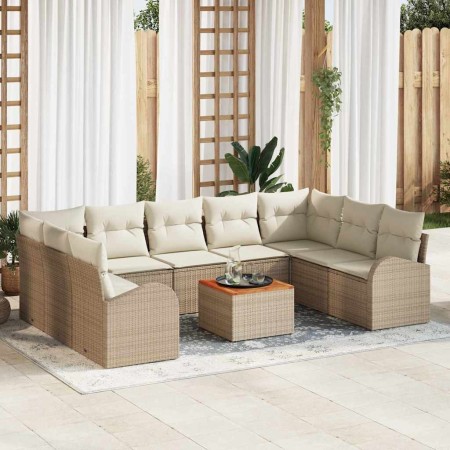 Conjunto de sofás de jardín 10 pcs Beige ratán sintético en Sofás de exterior | Comprar online en Foru.es