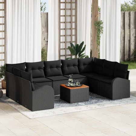 Conjunto de sofás de jardín 10 pcs Negro ratán sintético en Sofás de exterior | Comprar online en Foru.es