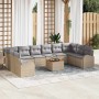 Conjunto de sofá de jardín con cojín 11 pcs Beige Poliratán en Sofás de exterior | Comprar online en Foru.es