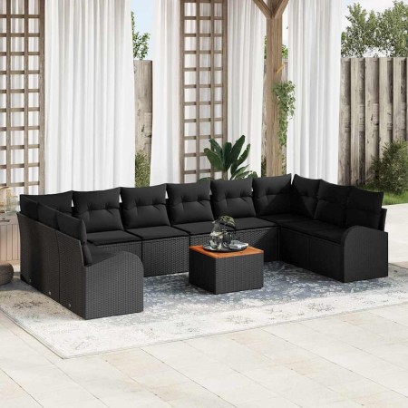 Conjunto de sofás de jardín 11 pcs Negro ratán sintético en Sofás de exterior | Comprar online en Foru.es