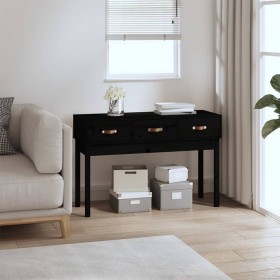Mesa consola madera maciza de pino negro 114x40x75 cm de vidaXL, Mesas auxiliares - Ref: Foro24-821758, Precio: 126,61 €, Des...