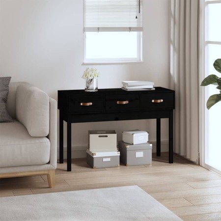 Mesa consola madera maciza de pino negro 114x40x75 cm de vidaXL, Mesas auxiliares - Ref: Foro24-821758, Precio: 126,61 €, Des...
