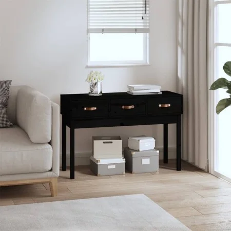Solid black pine wood console table 114x40x75 cm by vidaXL, Side tables - Ref: Foro24-821758, Price: 125,02 €, Discount: %