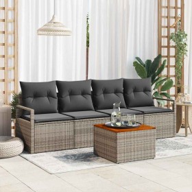 Conjunto de sofás de jardín 5 pcs Gris ratán sintético en Sofás de exterior | Comprar online en Foru.es