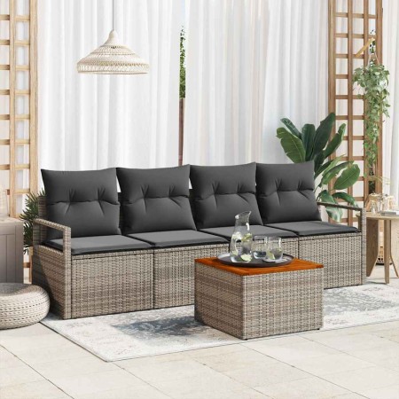 Conjunto de sofás de jardín 5 pcs Gris ratán sintético en Sofás de exterior | Comprar online en Foru.es