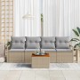 Conjunto de sofás de jardín 5 pcs Beige ratán sintético en Sofás de exterior | Comprar online en Foru.es