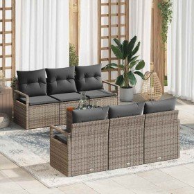 Conjunto de sofás de jardín 7 pcs Gris ratán sintético en Sofás de exterior | Comprar online en Foru.es