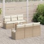 Conjunto de sofá de jardín con cojín 7 pcs Beige Poliratán en Sofás de exterior | Comprar online en Foru.es