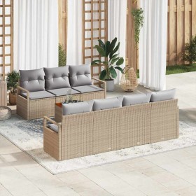 Conjunto de sofás de jardín 8 pcs Beige ratán sintético en Sofás de exterior | Comprar online en Foru.es