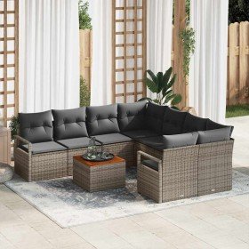 Conjunto de sofás de jardín 9 pcs Gris ratán sintético en Sofás de exterior | Comprar online en Foru.es