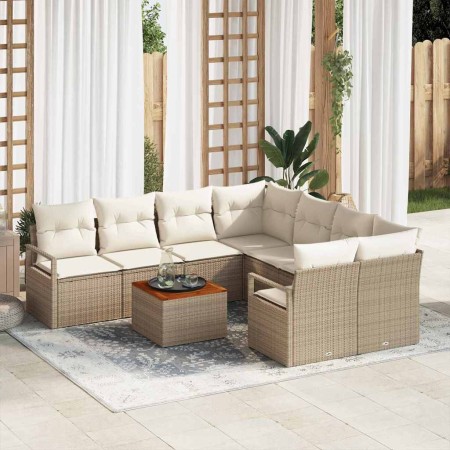 Conjunto de sofás de jardín 9 pcs Beige ratán sintético en Sofás de exterior | Comprar online en Foru.es