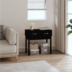 Mesa consola madera maciza de pino negro 76,5x40x75 cm de vidaXL, Mesas auxiliares - Ref: Foro24-821753, Precio: 76,90 €, Des...