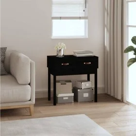 Mesa consola madera maciza de pino negro 76,5x40x75 cm de vidaXL, Mesas auxiliares - Ref: Foro24-821753, Precio: 76,12 €, Des...