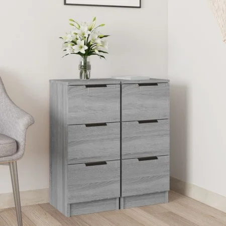 Aparadores 2 uds madera contrachapada gris Sonoma 30x30x70 cm de vidaXL, Aparadores - Ref: Foro24-817015, Precio: 86,59 €, De...