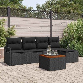 Conjunto de sofá de jardín con cojín 6 pcs Negro Poliratán en Sofás de exterior | Comprar online en Foru.es