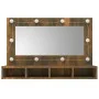 Mueble con espejo y LED color roble ahumado 90x31,5x62 cm de vidaXL, Tocadores de baño - Ref: Foro24-820457, Precio: 60,44 €,...