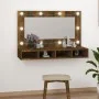 Mueble con espejo y LED color roble ahumado 90x31,5x62 cm de vidaXL, Tocadores de baño - Ref: Foro24-820457, Precio: 60,44 €,...
