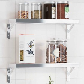 Soportes de estante 4 uds acero inoxidable plata 15x2,5x11,5 cm en Estanterías | Comprar online en Foru.es