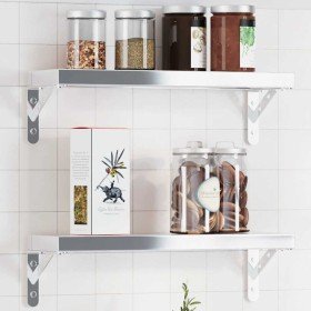 Soportes de estante 4 uds acero inoxidable plata 15x2,5x11,5 cm en Estanterías | Comprar online en Foru.es