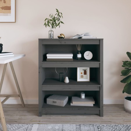Estantería madera maciza de pino gris 80x35x97 cm de vidaXL, Librerías y estanterías - Ref: Foro24-821681, Precio: 113,47 €, ...