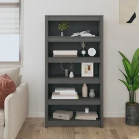 Estantería madera maciza de pino gris 80x35x154 cm de vidaXL, Librerías y estanterías - Ref: Foro24-821691, Precio: 146,69 €,...
