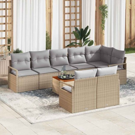 Conjunto de sofás de jardín 9 pcs Beige ratán sintético en Sofás de exterior | Comprar online en Foru.es