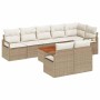 Conjunto de sofás de jardín 9 pcs Beige ratán sintético en Sofás de exterior | Comprar online en Foru.es