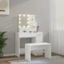 Juego de tocador con LED madera contrachapada blanco de vidaXL, Tocadores para dormitorios - Ref: Foro24-3114115, Precio: 137...