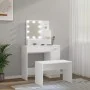 Juego de tocador con LED madera contrachapada blanco de vidaXL, Tocadores para dormitorios - Ref: Foro24-3114115, Precio: 137...