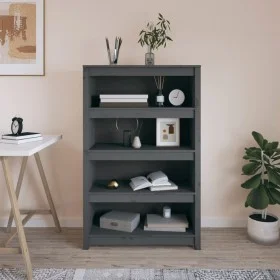 Estantería madera maciza de pino gris 80x35x126 cm de vidaXL, Librerías y estanterías - Ref: Foro24-821686, Precio: 139,13 €,...