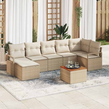 Conjunto de sofá de jardín con cojín 8 pcs Beige Poliratán en Sofás de exterior | Comprar online en Foru.es