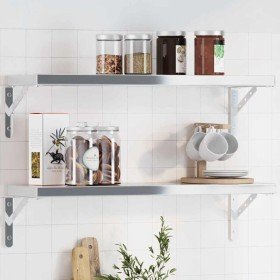 Soportes de estante 4 uds acero inoxidable 23,5x2,5x15,5 cm en Estanterías | Comprar online en Foru.es