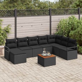 Conjunto de sofás de jardín 9 pcs Negro ratán sintético en Sofás de exterior | Comprar online en Foru.es