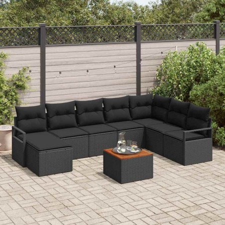 Conjunto de sofás de jardín 9 pcs Negro ratán sintético en Sofás de exterior | Comprar online en Foru.es
